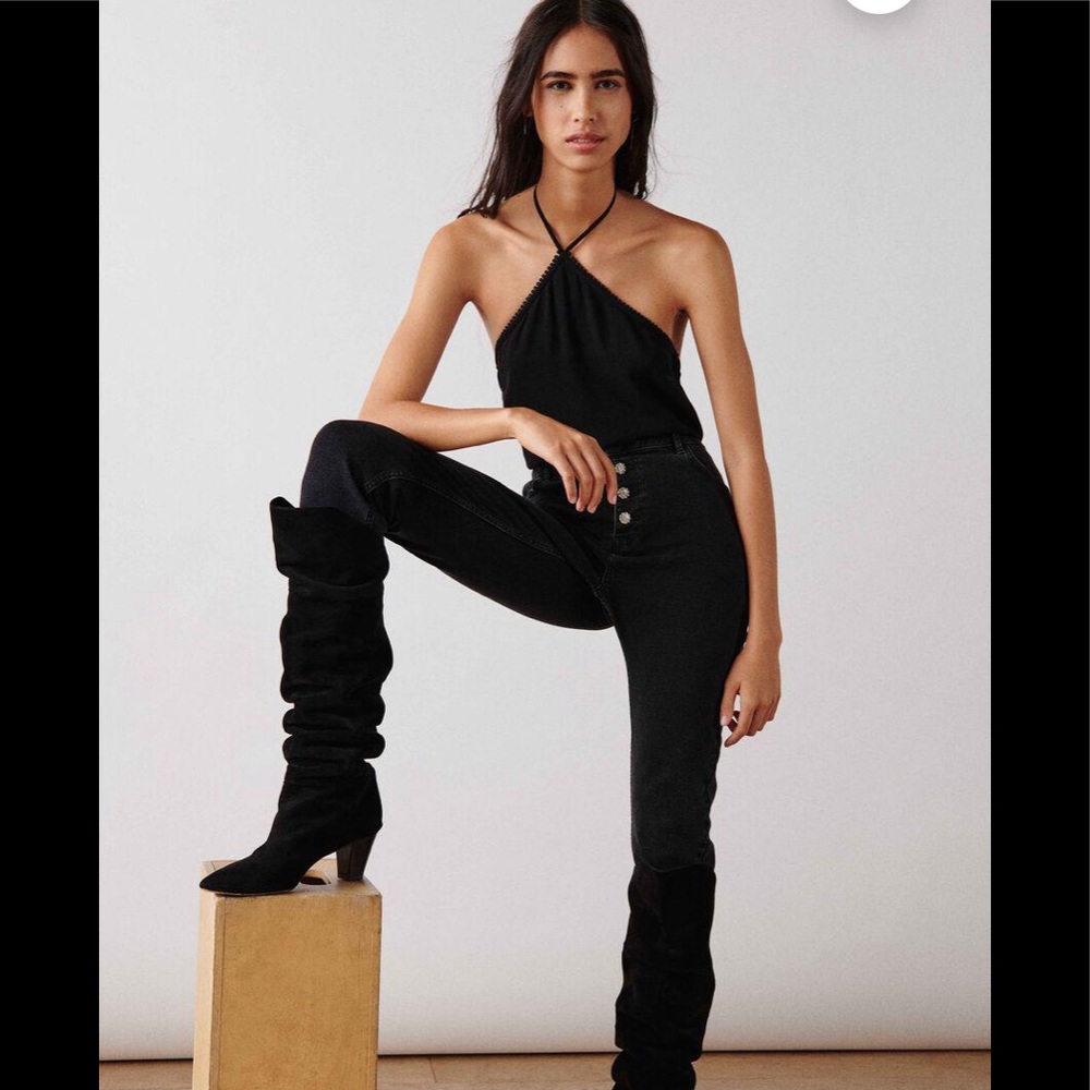 NEW Ba&sh Flint Backless Top Noir Black